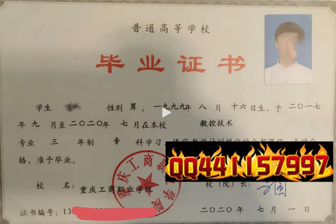 重庆工商职业学院2020年毕业证样本