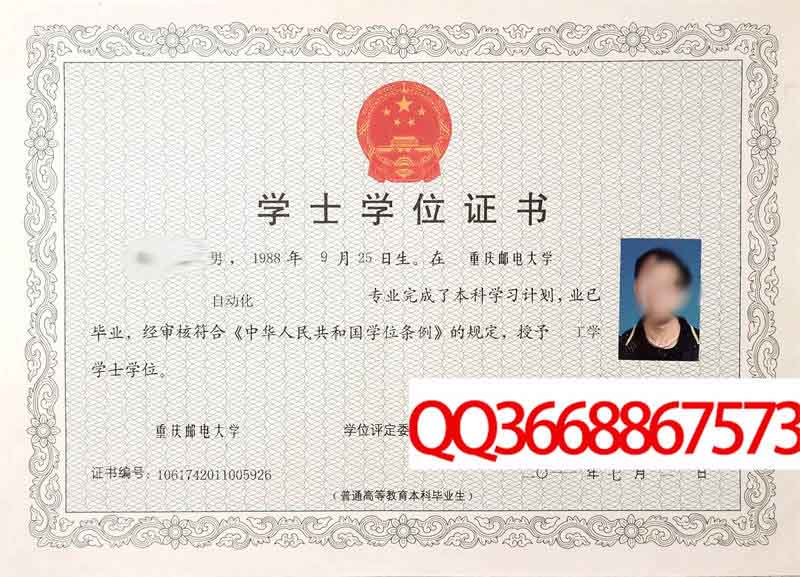 重庆邮电大学移通学院2011年学位证样本