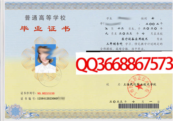 上海民远职业技术学院2023年毕业证样本